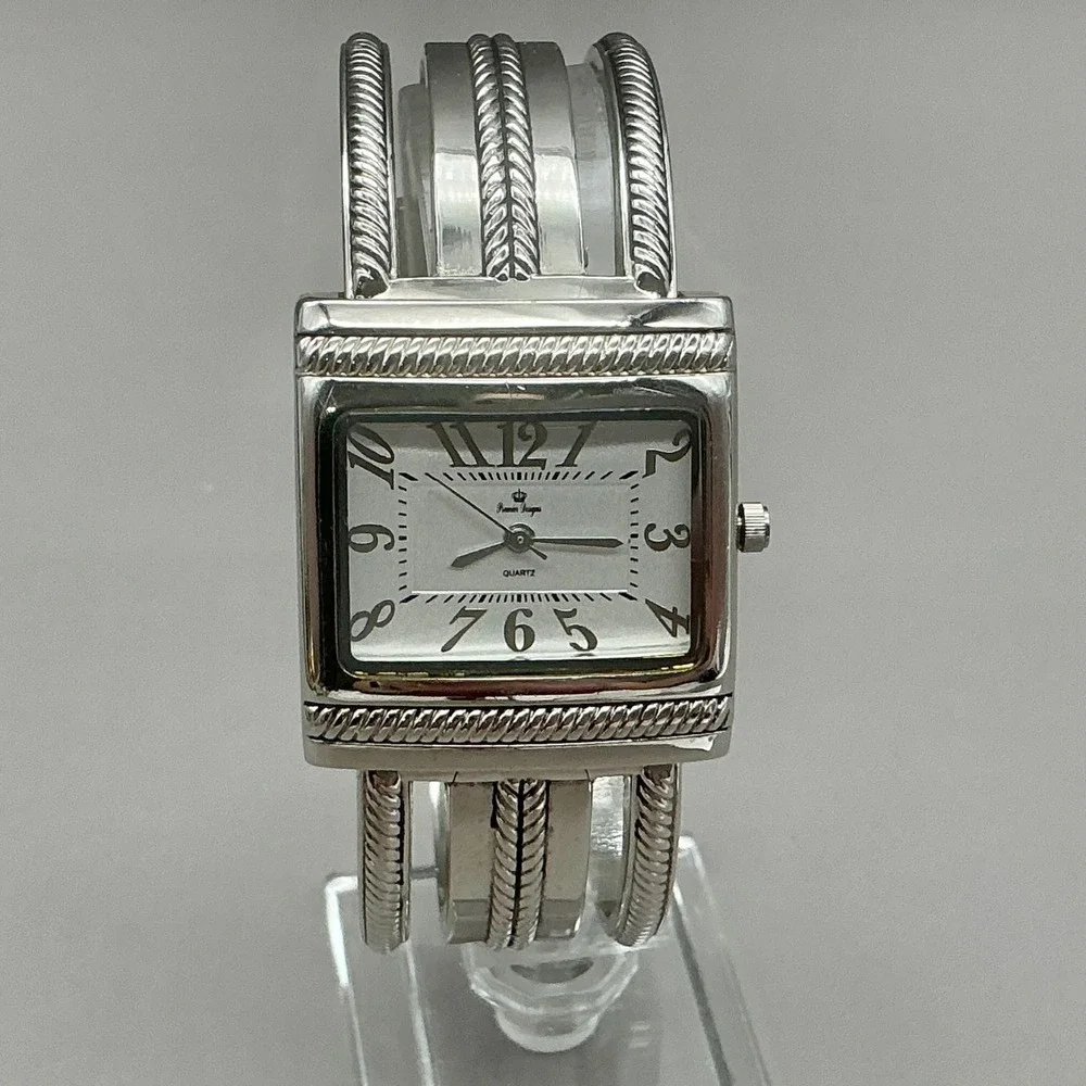 Premier Designs Watch Women's Silver Tone Cuff Bracelet Quartz 7